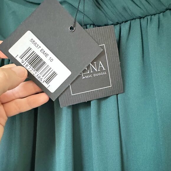 Mac Duggal Ieena | 55637 Bishop Sleeve V Neck Chiffon Dress Size 10 NEW - Picture 9 of 11